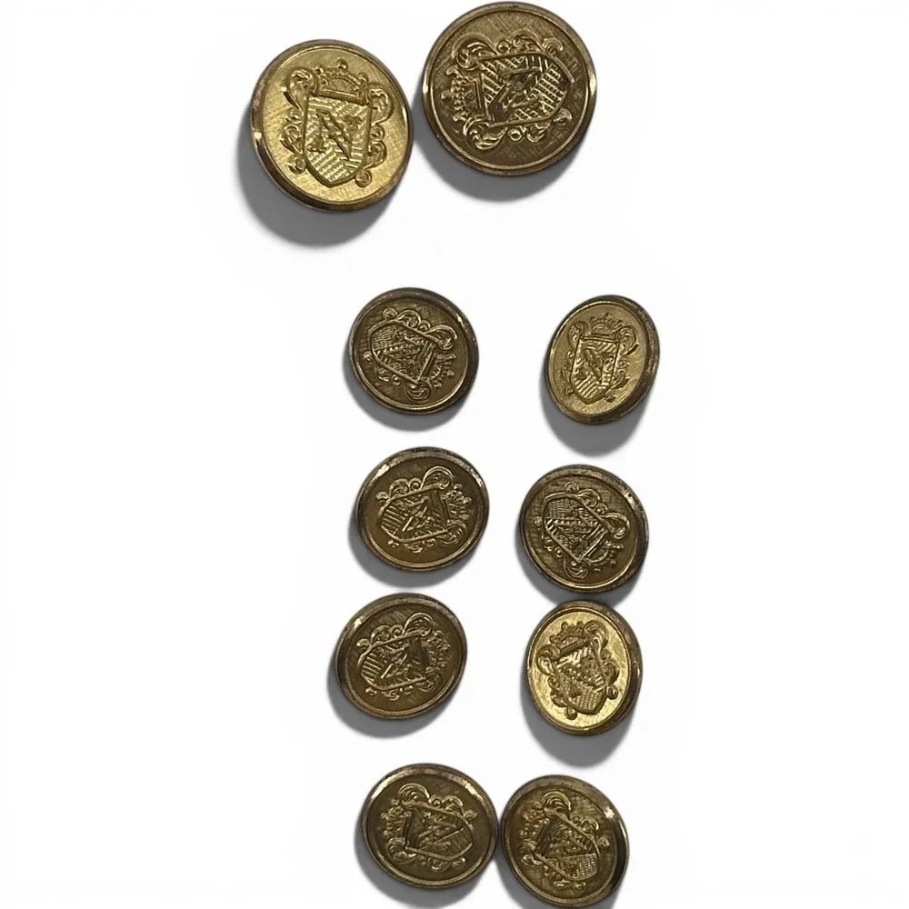 Gold Crest Buttons Unisex Gold Color 2 Large 4 Cuff For Suit or Blazer Letter N